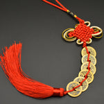 collier pièces chinois rouge