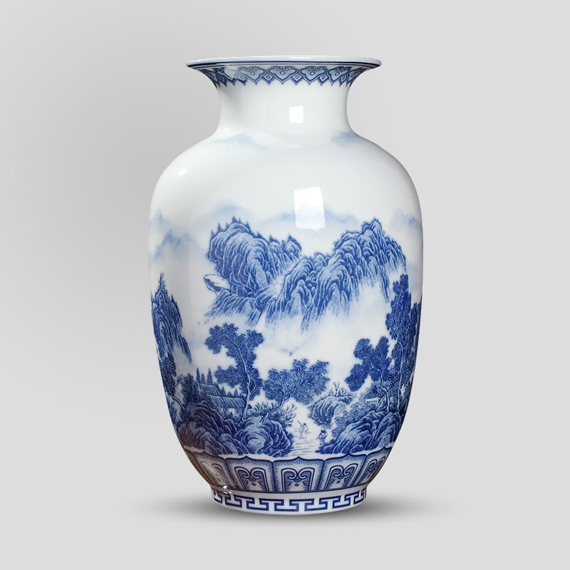 vase chinois bleu et blanc pas cher