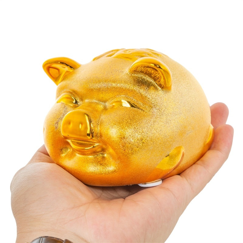 OCEANO Tirelire Cochon d'or Porte-bonheur Or Lucky Piggy Money Bank Cochon  Porte-Monnaie Économies Céramiques Porcelaine Chinois Oriental doré good